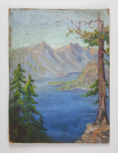 Image of Untitled (lake and mountain with pines)
