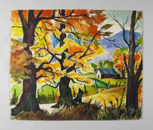 Image of Landscape (autumn trees, barn)