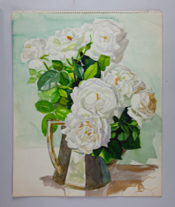 Image of White Roses in a Watering Can