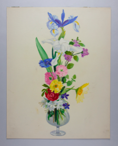 Image of Still Life (Iris, white azaleas, violets, bachelor buttons, geraium, rose)