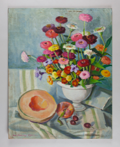 Image of Still Life (with floral arrangement, melon)