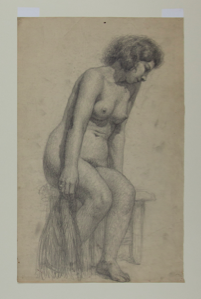 Image of Pencil Study of Nude woman with Drape