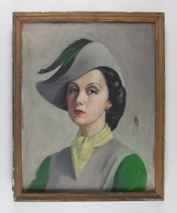 Image of Portrait of Woman (with hat in green and grey)