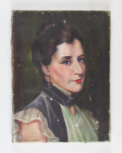 Image of Portrait of Woman (in high collar with broach and earring)