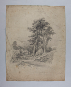 Image of Untitled (landscape with tree and building in horizon)