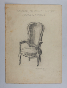 Image of American Armchair Louis XIV, Velvet & Walnut