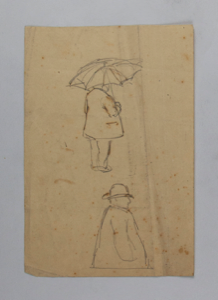 Image of Untitled - Man with Umbrella (Two-sided, recto & verso)