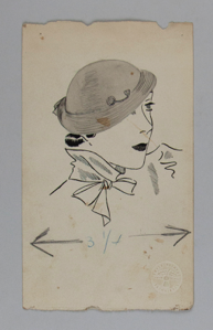 Image of Side Profile of a Woman in a Small Buckled Hat