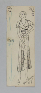 Image of Woman in Spring Dress with Clutch and Hat