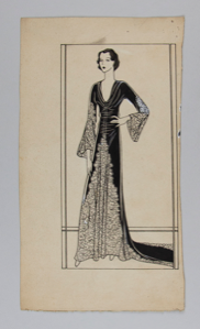 Image of Woman in Long Sleeved Evening Dress