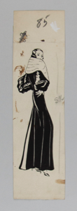 Image of Woman with Long Dress and Fur Scarf