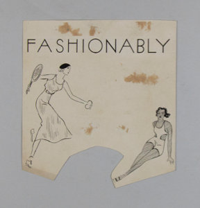 Image of "Fashionably" Woman with Tennis Racket and Woman in Bathing Suit