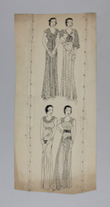 Image of Four Women in Long Dresses with Border