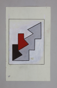 Image of Untitled (Grey, Red and Black Shape on White Background)