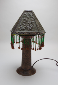 Image of Pierced Brass Lamp with bead fringe