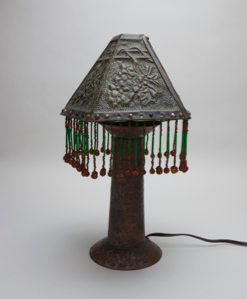 Image of Pierced Brass Lamp with bead fringe
