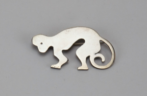 Image of Silver Monkey Shaped Pin