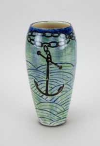 Image of Vase with Anchor and Wave Design