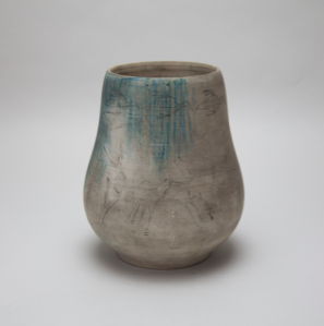 Image of Greenware Vase with Swamp Animal Design