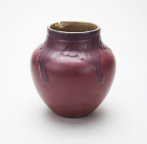 Image of Burgundy Vase with Drip Design