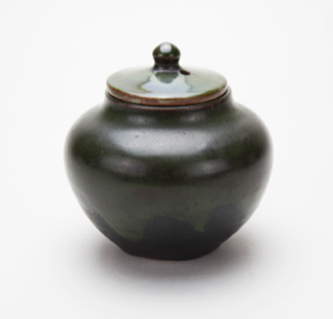Image of Jar with Matte Green Glaze and Lid with Glossy Green Glaze