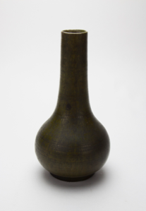 Image of Long Necked Vase with Matte Olive Glaze