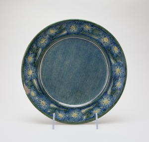 Image of Plate with Blue Flower Design