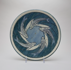 Image of Plate with Koi Fish Design