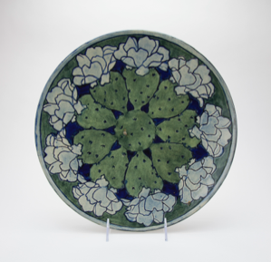 Image of Plate with Prickly Pear Cactus Design