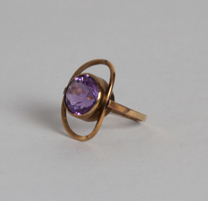 Image of Amethyst in Hand-wrought Gold Ring Setting