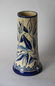 Image of Vase with Pecan and Foliage Design