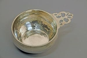 Image of Cut-out and Hand-wrought Silver Porringer