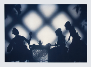 Image of Untitled [Trio of women at a small table, one looking in a mirror]