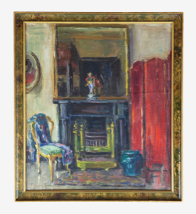 Image of Untitled (Study of a room with fireplace and mirror)