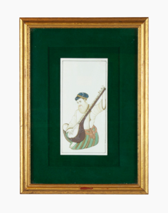 Image of Miniature [seated male figure w/musical instrument], ivory/ bone