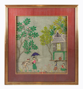 Image of Unknown (Village scene with trees)