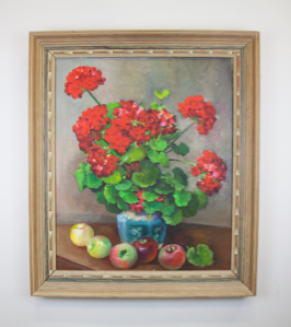 Image of Still Life with Geraniums and Apples