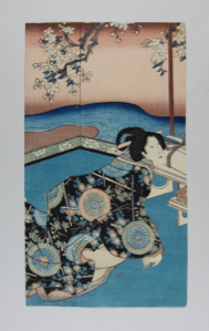 Image of Geisha in interior with Sea Screen and Cherry Blossoms