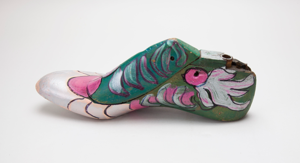 Image of Painted Vintage Wooden Shoe Last (Green, Pink, Silver)