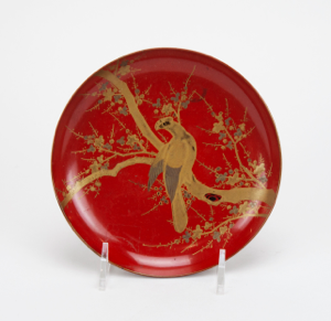Image of dish with bird imagery, tea service