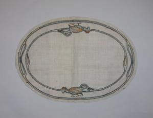 Image of Oval Placemat with Rooster Design
