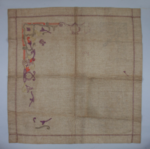 Image of Square Tablecloth with Unfinished Floral Design