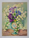Image of Still Life (assorted bouquet in ornate blue, gold China vase)
