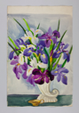 Image of Still Life (purple iris in white shell vase)
