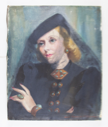 Image of Portrait of Woman (with hat and veil, turquoise jewelry buttons)