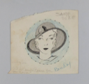 Image of Bust of Woman in Hat Within a Circle