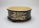 Image of Footed Fern Dish with Chrysanthemum Design