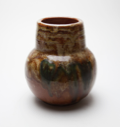 Image of Vase with Red-Brown Base and Polychromatic Glaze