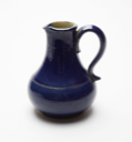 Image of Small Blue Pitcher with Band of Divets Design