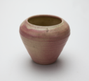 Image of Wide-mouth Vase with Horizontal Bands and Pink Glaze